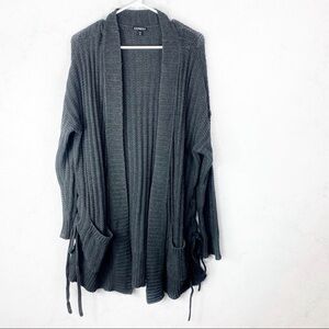 [Express] Oversized Gray Cable Knit Open Sweater Cardigan